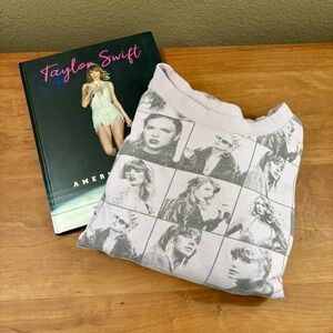 TAYLOR SWIFT, THE ERAS TOUR Cropped Lavender Pullover Womens size Large & Book